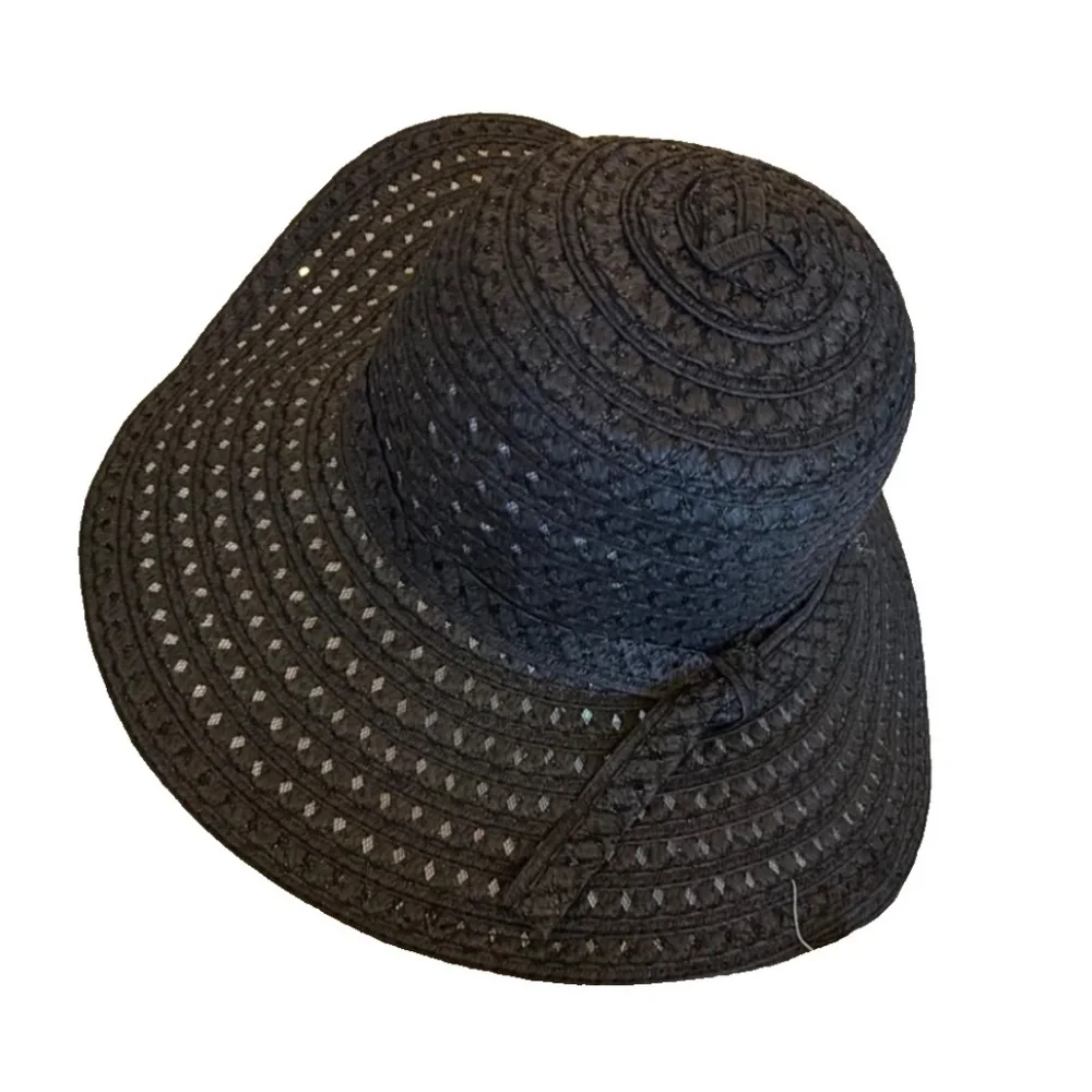 Maddhatter Women's Woven Wide Brim Sun‎ Hat; Black; One Size NWT